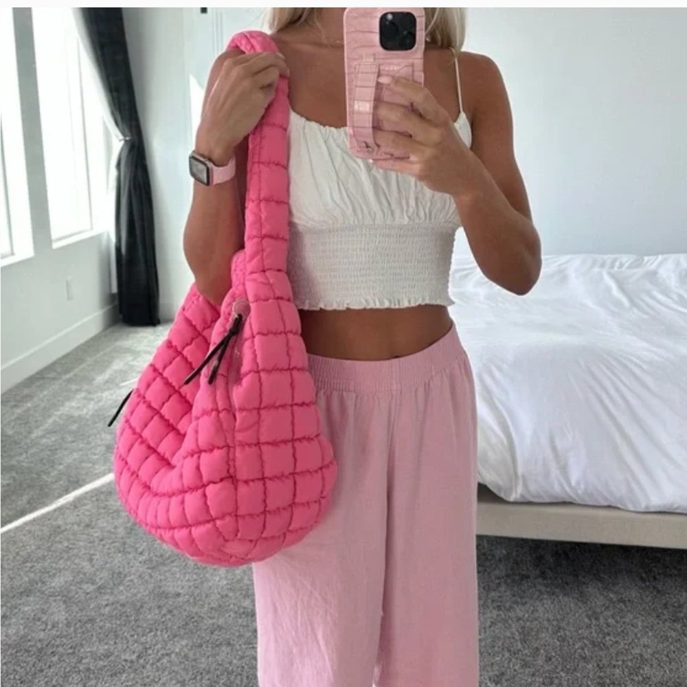 Free People FP Movement Quilted Carryall Pink Bubblegum  - FACTORY SEALED - Picture 3 of 16